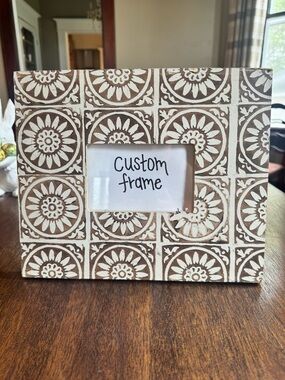 Custom Ceramic Tile Pattern Picture Frame - Brown & White